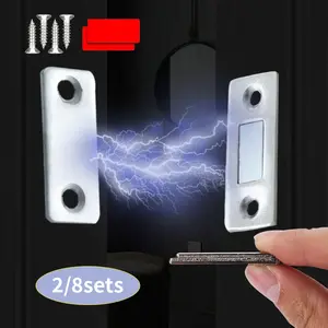 2/8 sets of door stopper, magnetic suction door closers, invisible door stopper, used for drawers, wardrobe sliding doors, cabinets, Magnetic Door Catch Latch, Magnetic Lock