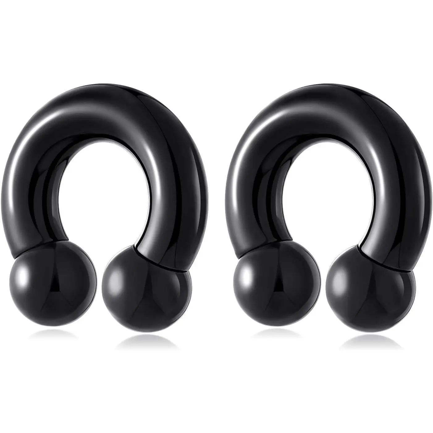 Ear Weights Stainless Steel Ear Gauges Spring Action Captive Bead Ear Hangers Horseshoe Ear Heavy Ear Expander Stretcher Piercing Jewelry for Men Women 2G 0G