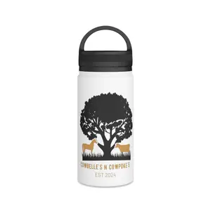 Personalized Stainless Steel Water Bottle - Cowbelle's N Cowpokes Design - Stylish & Durable