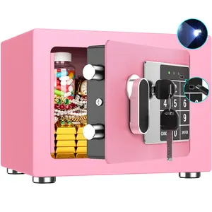 [Pink in Love] RXDSAFE Smart Digital Safe Box for Valentine's Day Gift, Home, Office, Drawer Security Lock Box With LED Light, Alarm System, Keypad, Ideal for Money, Passports, Jewelry,Pink,White,Black, Hidden Closet