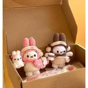 Handmade Bunny Miffy Crochet Keychain Bag With Charm, Keychain Miffy crochet, Amigurumi Bunny Bag Charm