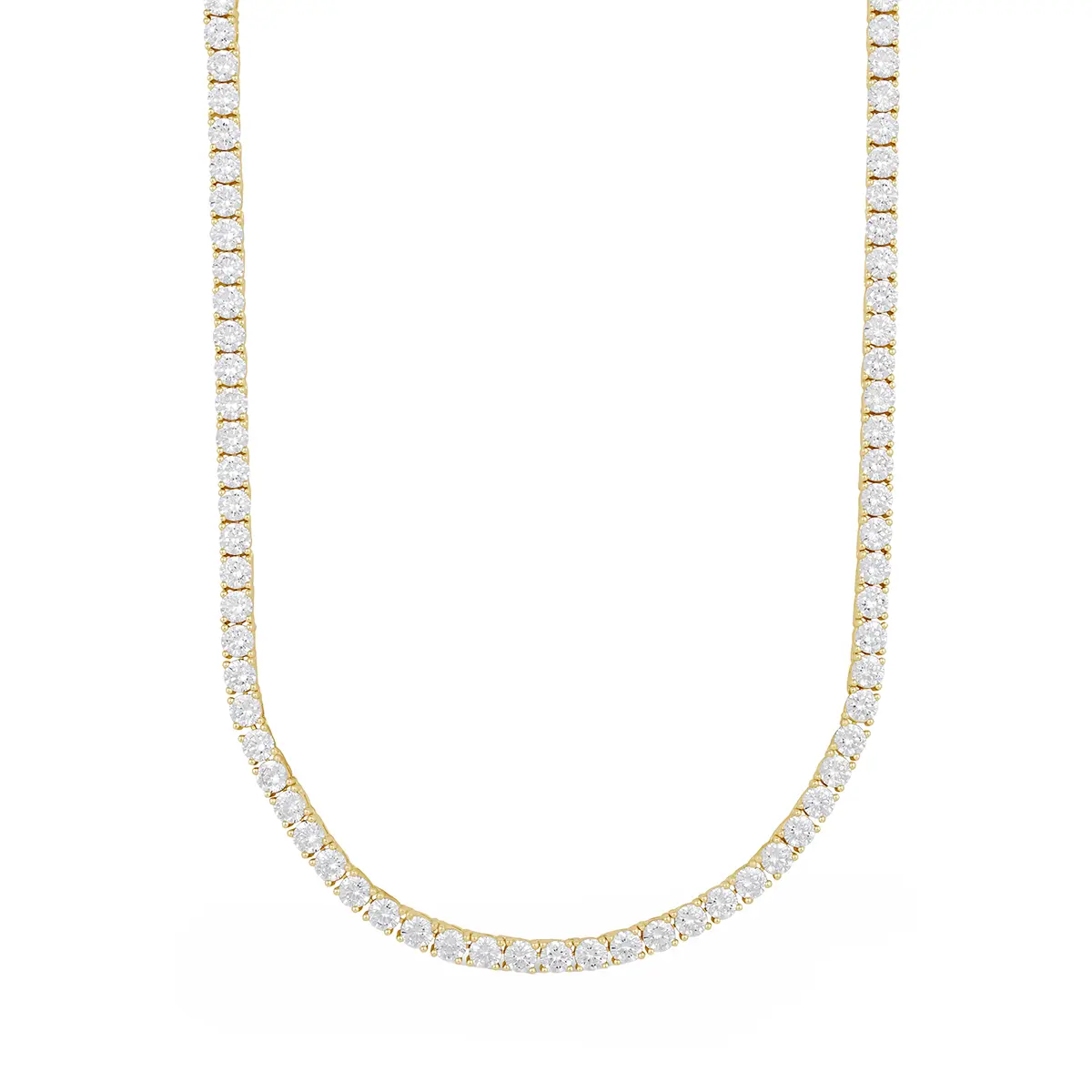GLD 3MM Moissanite Diamond Tennis Necklace in Yellow Gold Vermeil - Perfect Gift