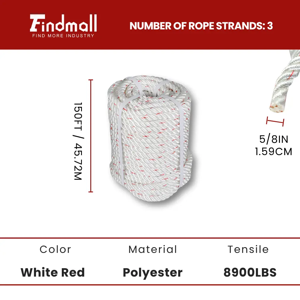 5/8 In White Red 150 FT