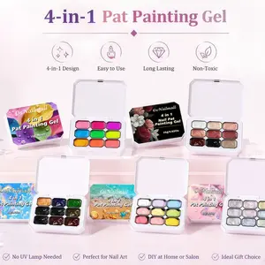 OsNailmall 4 In 1 Pat Painting Gel Nail Polish Gel Gradient Blush Color Semi Permanent Soak Off UV&LED Gel Nail Art Creation Salon
