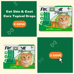 Cat Skin & Coat Care Topical Drops for Cats Over 1.5 lbs, Easy Monthly Grooming Support for Fur Hygiene and Skin Comfort, 3 or 6 Application Tubes