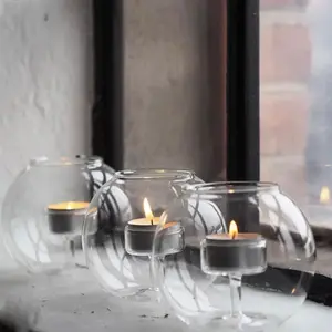 Modern Glass Tea Light Candle Holder, Perfect for Holiday Parties and Home Decor, Stylish Small Candle Stand, Interior Decoration Accessories, Model Xinghao At251