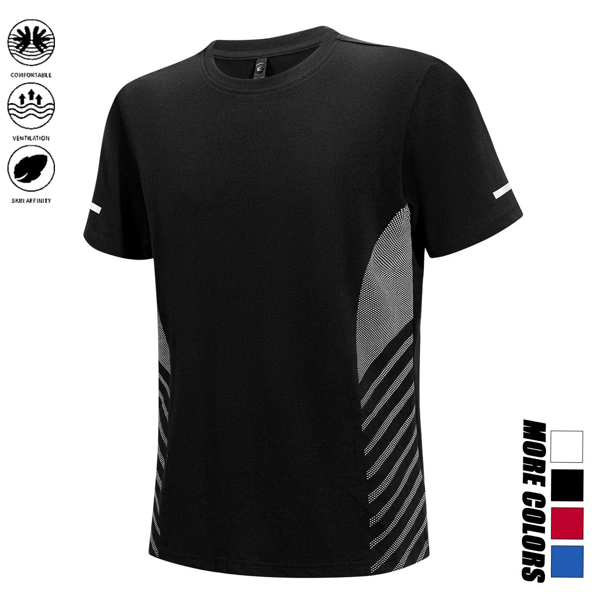 Men's 2-Piece Quick-Dry Mesh Sports T-Shirts - Moisture-Wicking Breathable Round Neck Short-Sleeved Activewear, Lightweight Black + Red XXXL Clothing for Running, Training Wear, Tops, Polyester, Short Sleeve, Athleisure Wear, Crew Neck, Two Pieces
