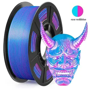 Silk Dual Color Pla Filament, 3D Printer Filament 1.75mm, Shiny Silk Texture, Dimensional Accuracy +/- 0.02mm, 250g Spool, (Blue/rose red)