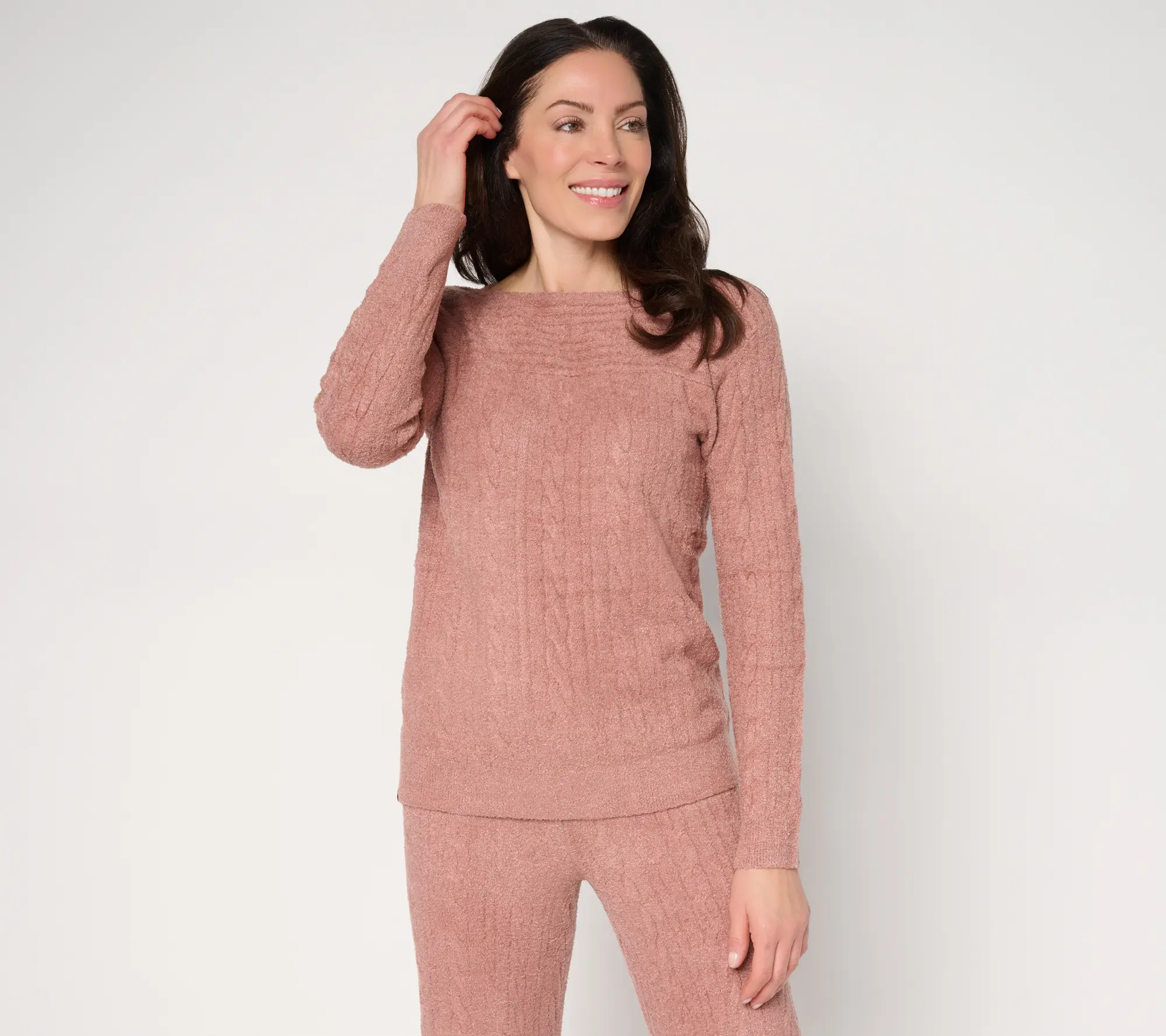 Barefoot Dreams CozyChic Lite Knot Front Rib Cable Pullover