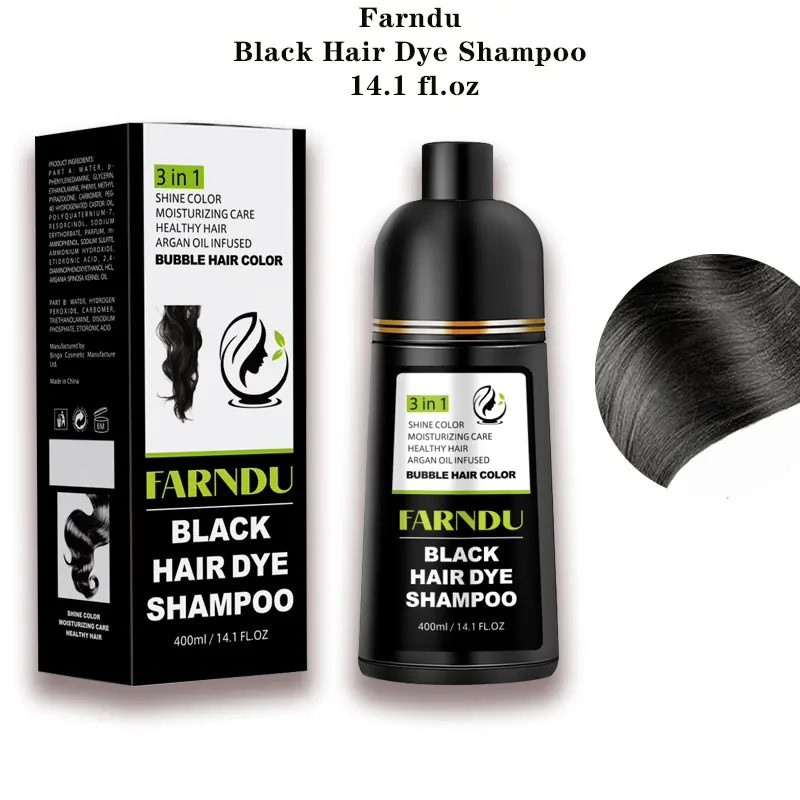 FARNDU Hair Dye Shampoo, Gray Coverage, 3 in 1 (+Shampoo+Conditioner), 10 Minute Color for Men & Women, All Hair Types, Long Lasting, 400ml FARNDU Hair Dye Shampoo, Gray Coverage, 3 in 1 (+Shampoo+Conditioner), 10 Minute Color for Men & Women, All Hair Types, Long Lasting, 400ml