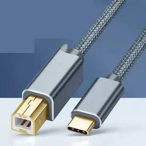 Type-C to USB 2.0-B Printer Cable, 0.5 m, Flexible and Durable, Resistant to RF and Electromagnetic Interference, Gold-Plated Corrosion-Resistant Connectors, Compatible with Nylon, Epson, HP, Canon, and Brother Printers and Scanners