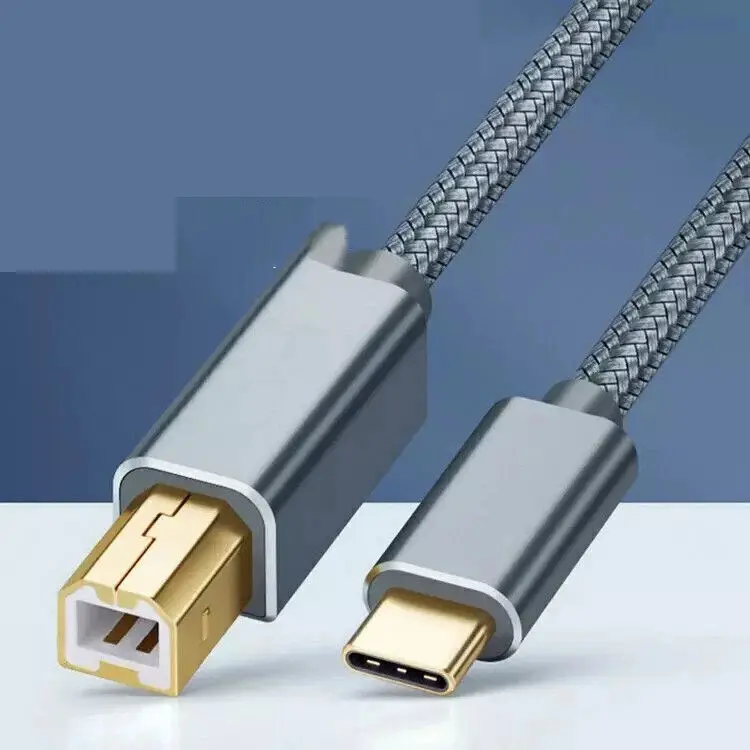 Type-C to USB 2.0-B Printer Cable, 0.5 m, Flexible and Durable, Resistant to RF and Electromagnetic Interference, Gold-Plated Corrosion-Resistant Connectors, Compatible with Nylon, Epson, HP, Canon, and Brother Printers and Scanners