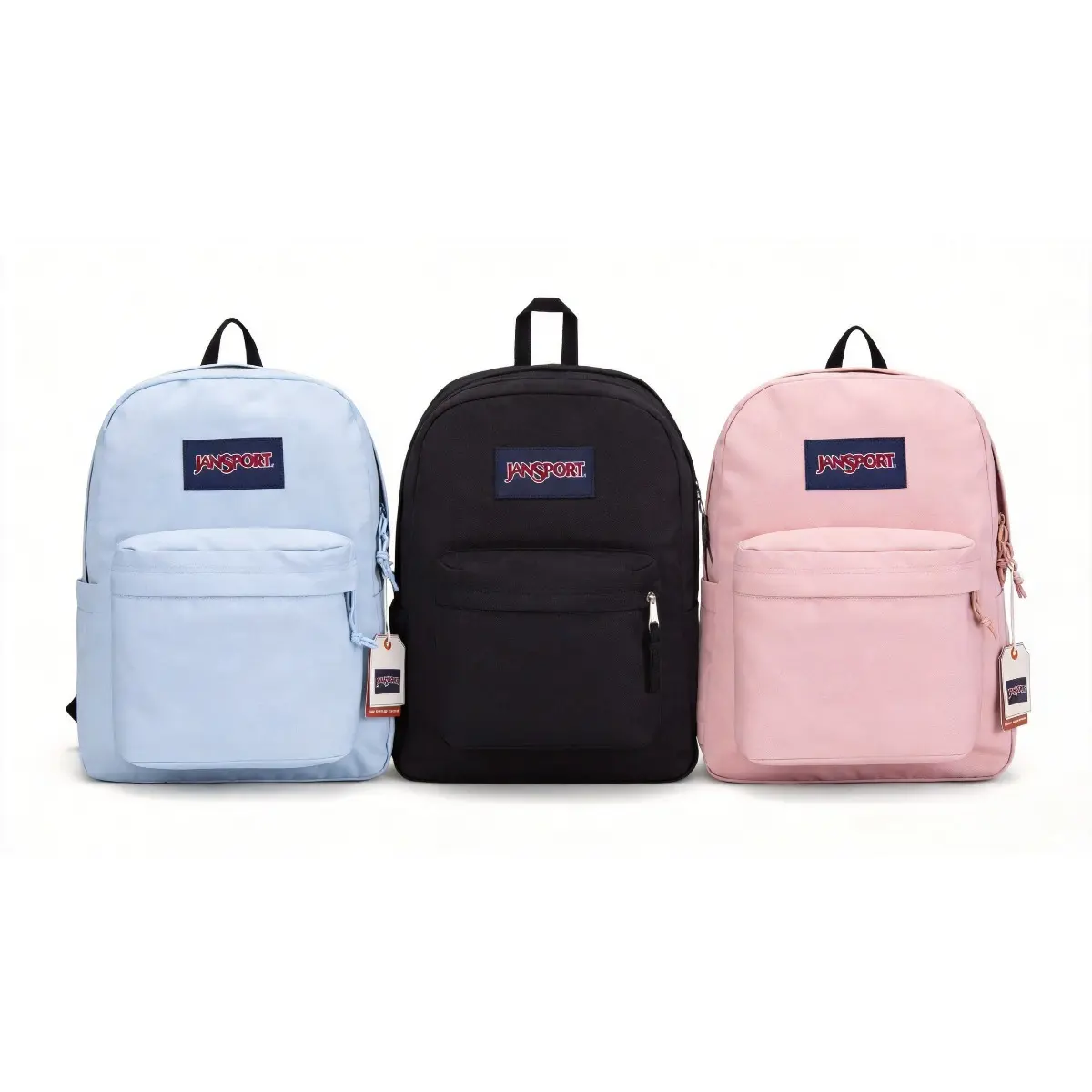 JanSport Cross Town Backpack — A minimalist backpack for everyone, featuring a main compartment and a multifunctional front pocket — Premium hardware — Black