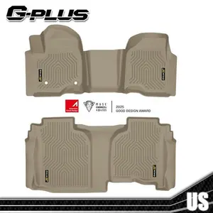 Beige All Weather TPE Floor Mats Fits 19-25 Silverado/ Sierra 1500 Double Cab