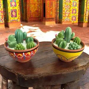 Mama Bear A.Z. Cactus Garden Candles in Reusable Pots - Decorative & Reusable Design for Home Décor