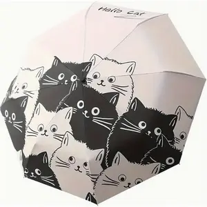 8 Bone Automatic Large Umbrella for Rain and Sun - Waterproof Fabric, Iron Handle and Skeleton, Simple Design, Compact and Windproof - Perfect for Outdoor Activities