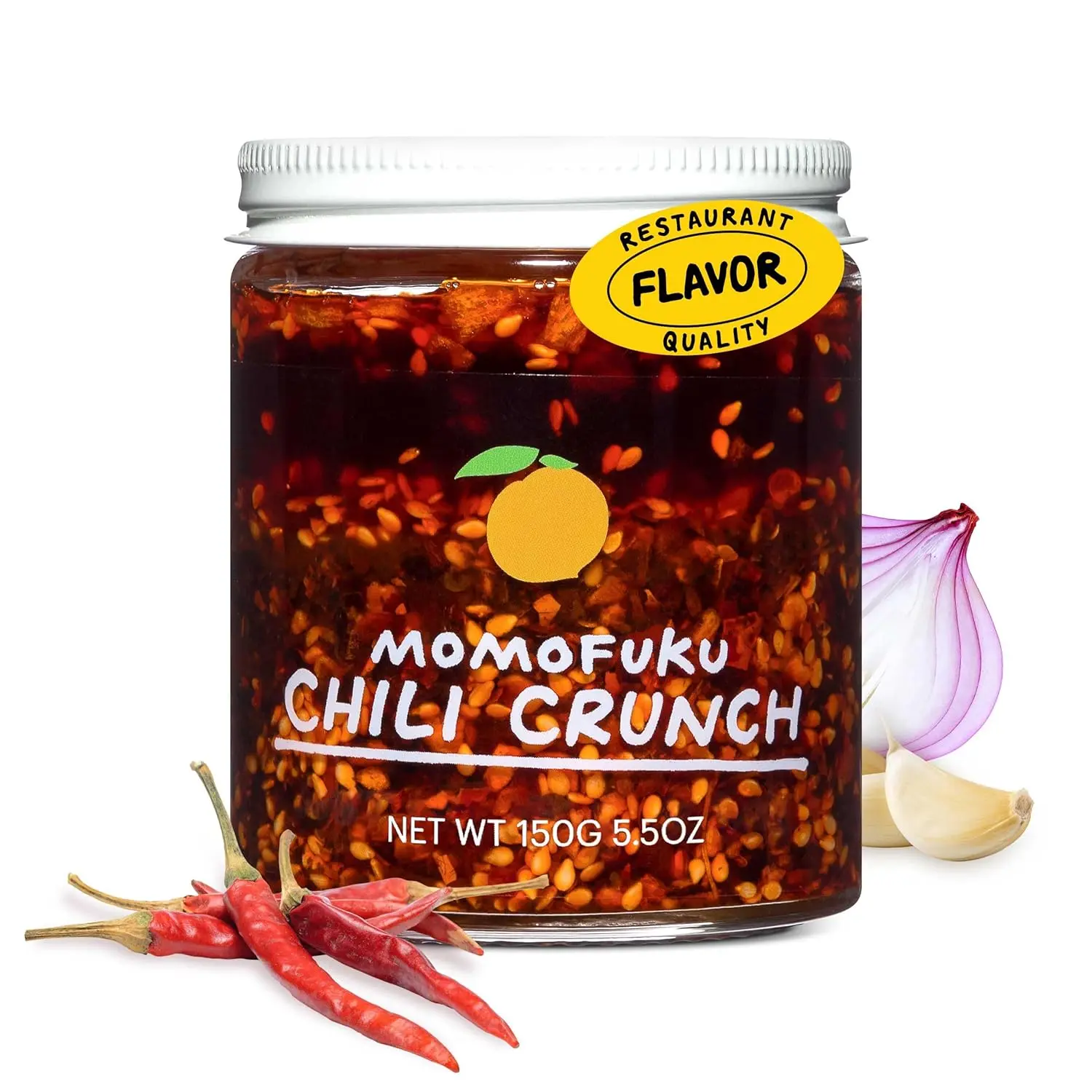 Momofuku Chili Crunch by David Chang, 5.5 oz Spicy Chili Crisp with Crunchy Garlic & Shallots, Savory Chili Oil Topping for Noodles, Rice, Eggs & More