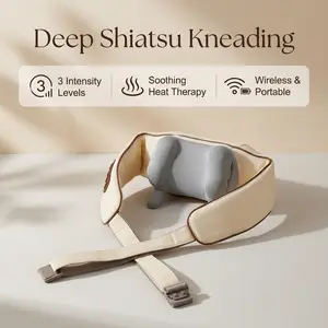 Cordless Heated Back Massager,  Trapezius Massage for Neck & Shoulder Pain Relief, Adjustable Width for Custom Comfort Shiatsu Rechargeable Portable