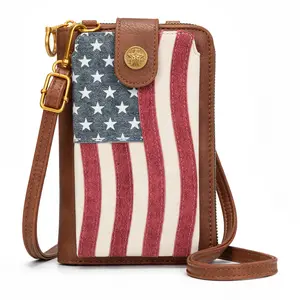 MONTANA WEST VINTAGE AMERICAN FLAG PHONE PURSE