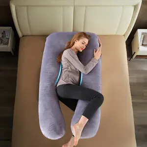U-shaped maternity pillow, velvet pillowcase, cotton inner cover, full-body maternity cushion for pregnant women, sleeping, rest, side, back, abdomen, legs, back support