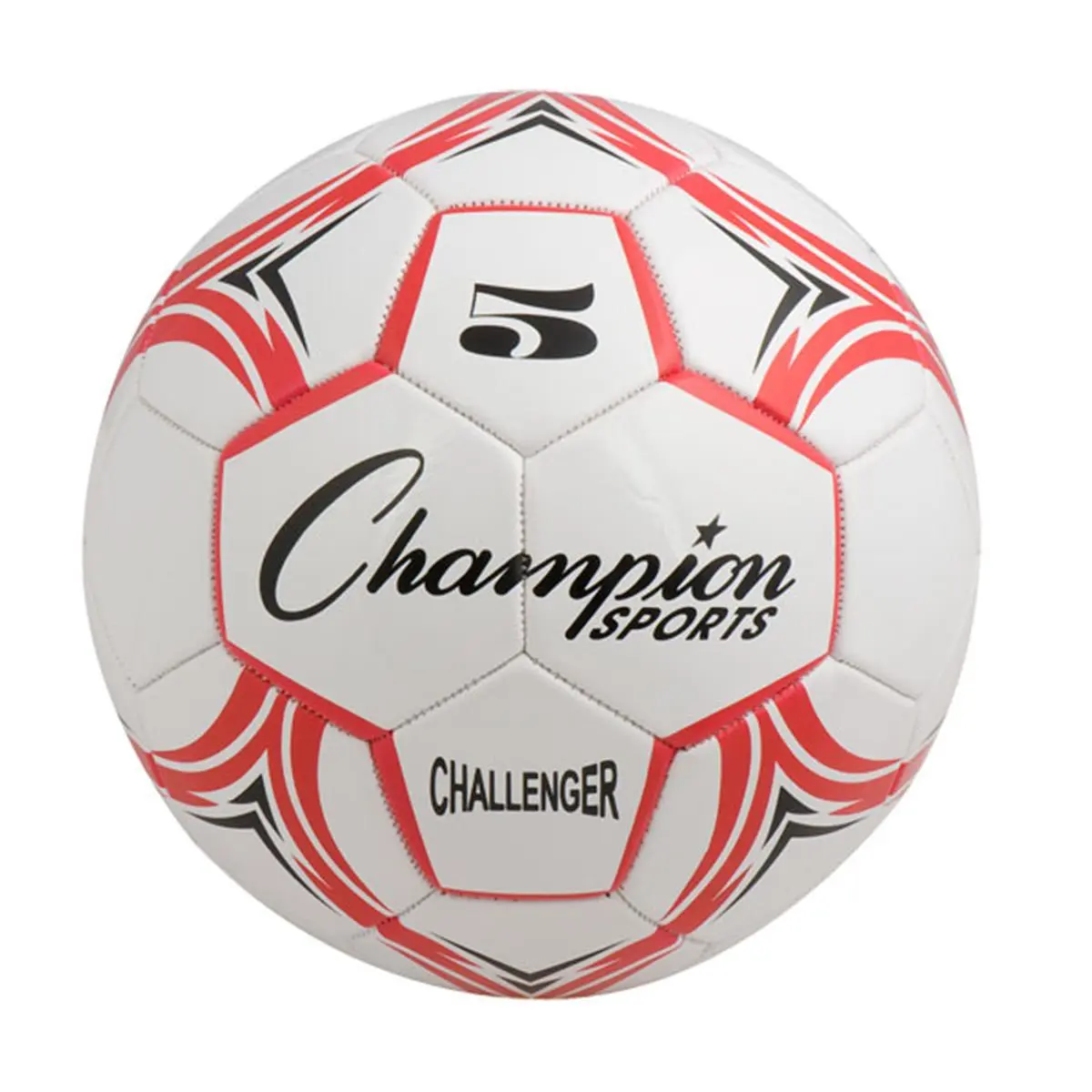 CHAMPION Challenger Series Sportsball, Official Size 5 Soccer Ball, Training Equipment with Cushioned TPU Cover, 2-Ply Butyl Bladder, Red-White