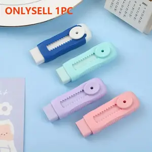 Durable Push-Pull Macaron Rubber Eraser, Sliding Retractable Eraser for Art Writing Drawing, Easy Slide School Office Supplies