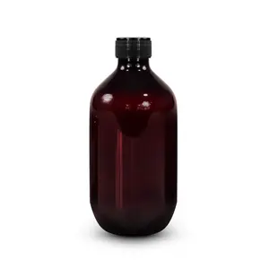 500ml (17oz) Amber European Plastic Bottle with Closure - 28-410 Neck Thread