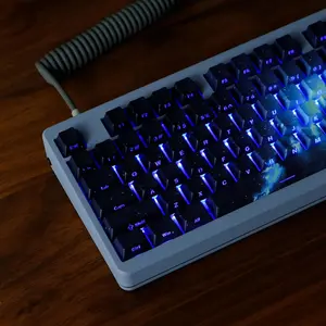 Dark Blue and Black PBT Cherry Profile Keycap, Side Print Shine Through Key Cap for Mechanical Gaming Keyboard (135  Only Custom Keycap Set)