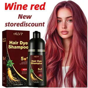 ALVP 2026  Shampoo 5 In 1 Herbal Wine Red Color Shampoo For Women & Men Covers 100% Grays Long Lasting Nourishes Scalp natural plant-based hair care farndu dye 3-in-1 shampoo