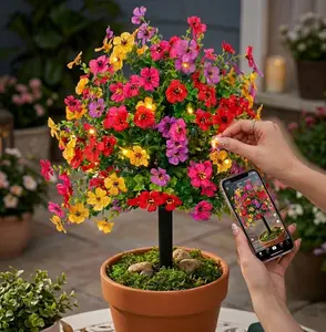 4-Pack Colorful UV-Resistant Artificial Topiary Ball Flowers, Decorative Faux Plant Ornaments for Indoor-Outdoor Planters, Spring-Summer Garden, Patio & Porch Home Decor, Fake Bushes for Year-Round Elegance