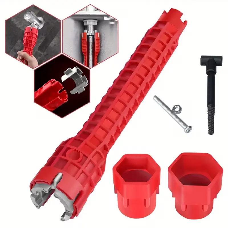 8 in 1 Multifunctional Sink Wrench for Garden, Car, Bathroom, Toilet, Faucet, Sink Basin Wrench, Kitchen Drain Removal Nut Plumber, for Narrow Space Installation And Maintenance Tools, Tools for Men