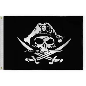 Pirate Flag Undead Chest Cross Knife Flag 2ft x 3ft - 200D Nylon Printed with Brass Buttonholes and Seams - Hand Over Loot Flag