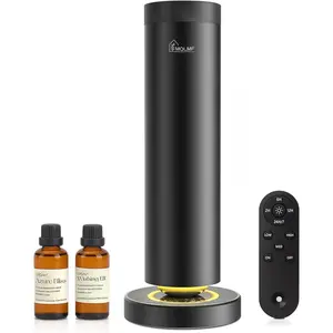 Waterless Diffuser,1500 Sq Ft,USB Plug-in &,Ring Ambient Light,Aluminum,Remote&Buttons,Fragrance Intensity&Timer,Scent Machine - Black
