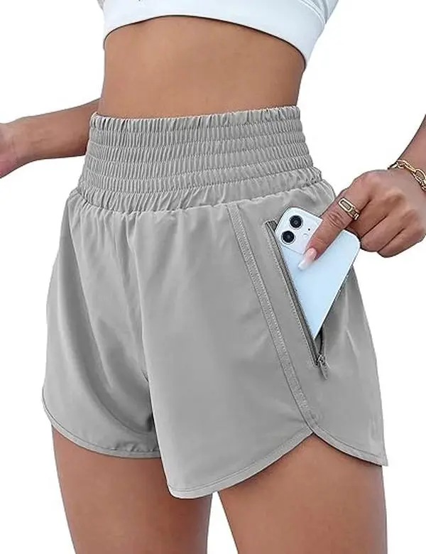 Women's Athletic Shorts High Waisted Running Short Pocket 2.5" Sporty Shorts Gym Workout Shorts