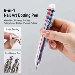 6-in-1 Multifunctional Nail Art Dotting Pen, Double-headed Nail Decor Design Brush for DIY Manicure