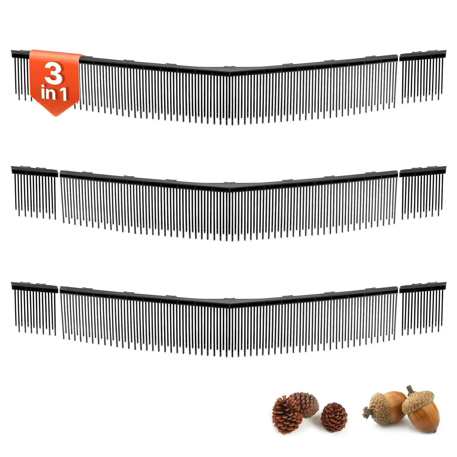 VEVOR 3-Pack Lawn Sweeper Brush Replacements - Full Width V-Shaped Bristle Paddles, Compatible with VEVOR 30 in Lawn & Leaf Collector Sweepers, Durable for Home Garden Concrete Grass & Leaf Cleanup, Father's Day Gift