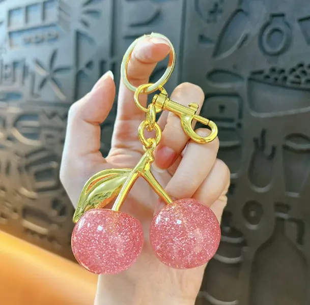 Pink Cherry Keychain, Perfect Gift for Gifting