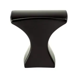 212 MAIN Hourglass Shape Zinc Cabinet Knob - Matte Black, Transitional Style Door Hardware