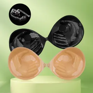 2 Pairs Invisible Front-Buckle Push Up Bra - Reusable Thicken Nipple Covers & Seamless Adhesive Nipple Pasties Lift for Womanswear Underwear Comfortable Womenswear Accessories Lady