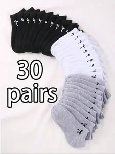 30 Pairs Women's Bowknot Butterfly Plain Boat Socks, Casual Socks, Sweet Cute Comfortable Fitted Anklets, Breathable Soft Perfect for Daily, Sports, Home, Travel