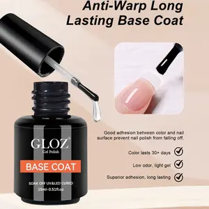 GLOZ 15ML Gel Base Coat Strong Adhesion Long Lasting Chip-Free Wear Smooth Glossy UV LED Gel Nail Polish