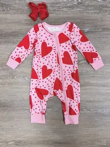 Lots of Love Heart Print Cozy Girls Baby Romper Soft Warm Cotton Poly Blend True to Size Machine Washable