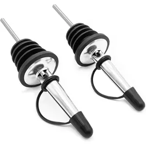 Bottle Pourers with Rubber Dust Cap 2 Pack Stainless Steel Pour Spouts for  Bottles/Olive Oil Bottles/ Bottles/Vinegar Bottles