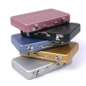 "Password Mini Briefcase Pocket Carry Card Holder Safe Box Style Aluminum Business Card Case"