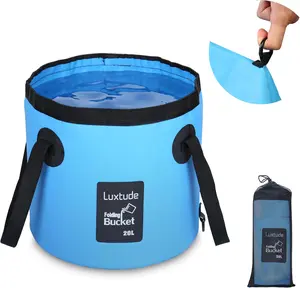 Collapsible Bucket with Handle, Portable 5 Gallon Bucket for Camping, Fishing, Beach, Gardening, RV & Outdoor Emergency, Heavy-Duty & Ultra Lightweight Water Storage Container