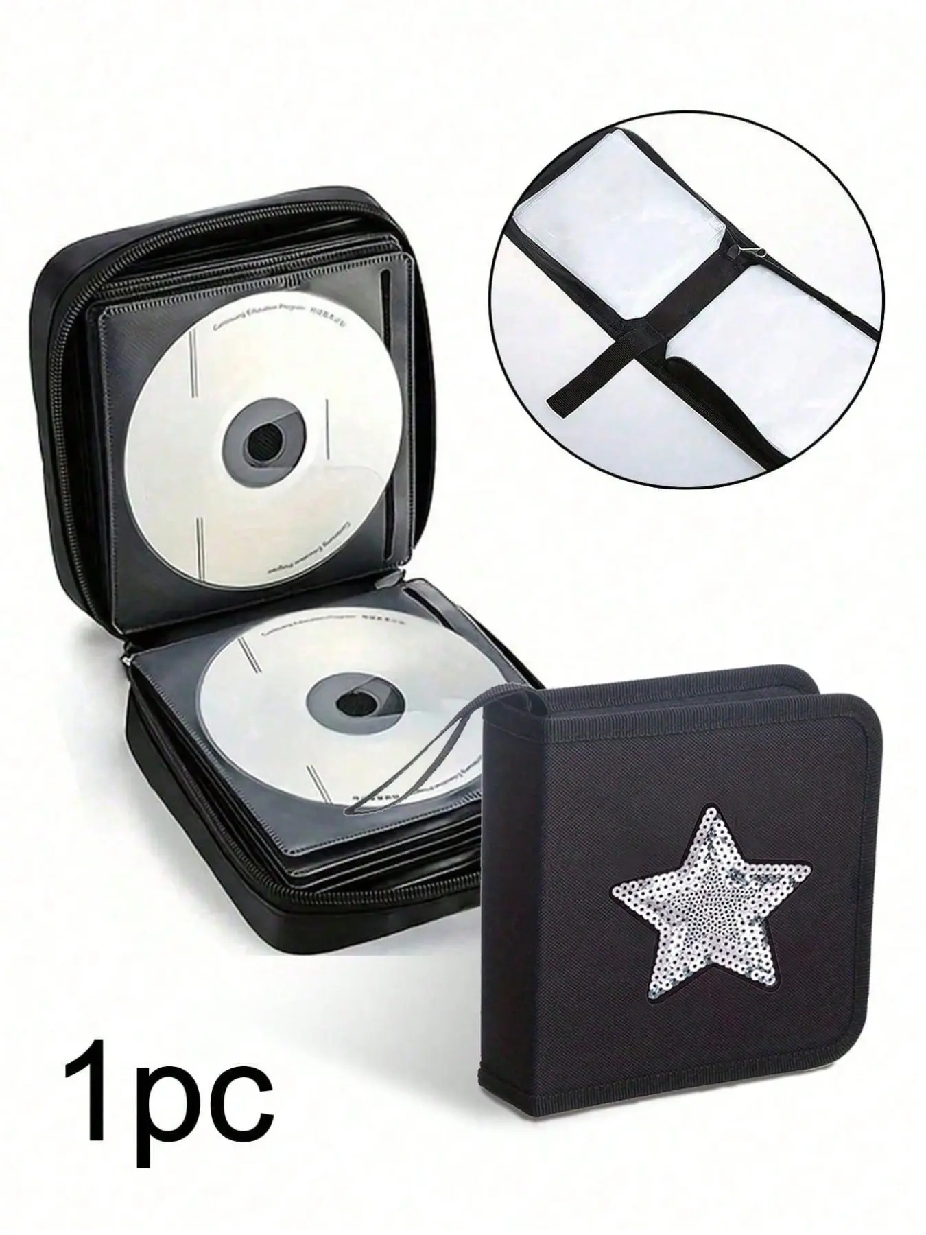 Star Decor Large Capacity CD Discs Storage Bag, Durable Materials Compact DVD Case, Zipper Closure Portable Car CD Holder, Travel Organizer Bag, Mother's Day Gift, Festival Gift, Accessories