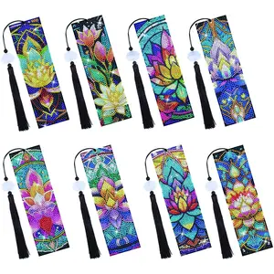Mandala Pattern DIY Diamond Arts Colorful Painting Bookmark Kit, 8 Counts/set DIY Diamond Arts Colorful Painting Bookmark with Tassel, DIY Decorative Accessories, Handicraft Handmade Gifts, Diamond Painting Kits