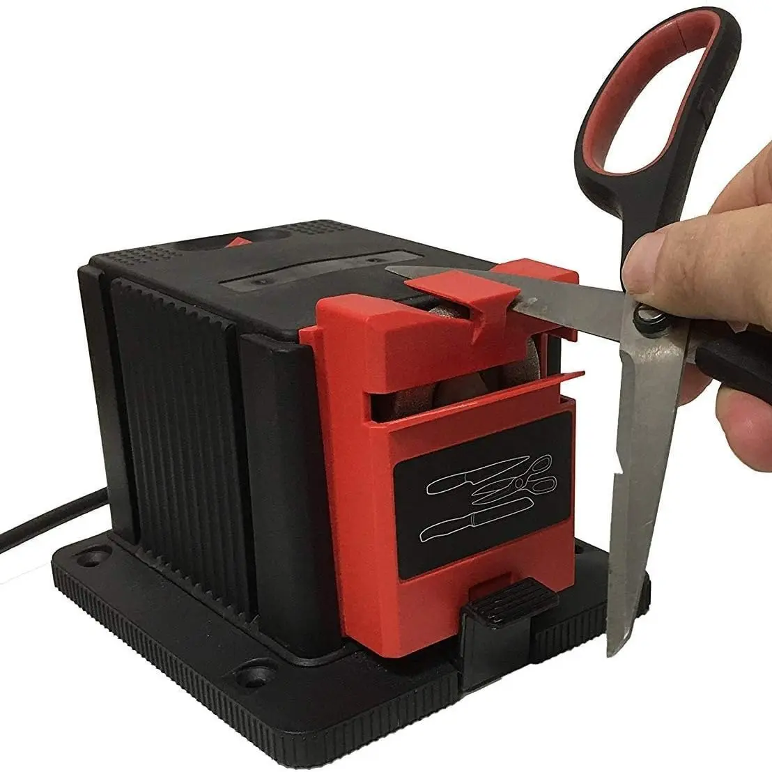 Adjustable Compact Plastic Multi-Tool Electric Knife Sharpener, Professional Power Tool Accessory for Kitchen Knives, Chisels, HSS Drills, Stainless Steel Blades