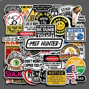 50PCS Funny Hard Hat Meme Aesthetic Stickers Pack, Humorous Safety Helmet Cartoon Vinyl Stickers for Laptop Water Bottle Phone Case Skateboard Journal Scrapbook DIY Decoration