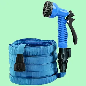 25 ft retractable garden hose, heavy-duty design, ultra-high strength, four-layer durable foldable latex core, ultra-strong brass connectors, lightweight and flexible water hose